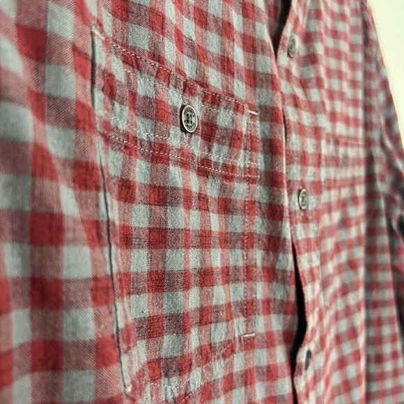 Mens TOAD & CO. Cotton Shirt Button-Down Size Small Red & Gray Plaid - Picture 11 of 12